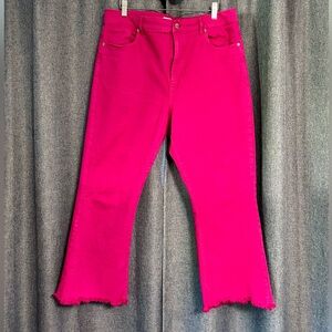 LOFT Pink High Waist Kick Crop Jeans, Size 14